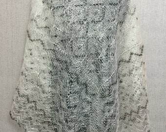 Orenburg antique lace hand crochet shawl, 65 x 65 inch / 165 x 165 cm