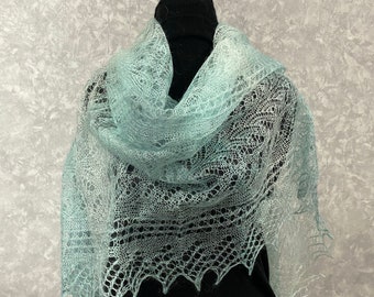 Orenburg knitted lace gradient shawl scarf, 31.5 x 74.8 inch / 80 x 190 cm