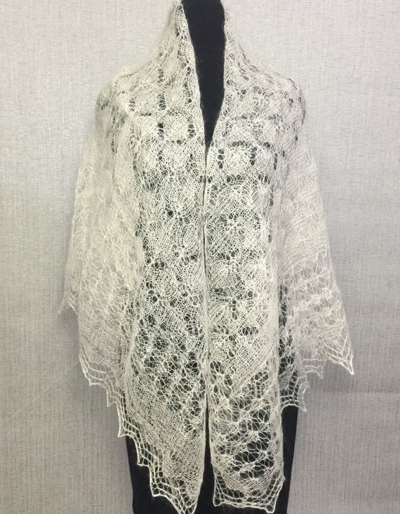 Soft Orenburg Shawl - Lace Downy Bridal Wrap - Gossamer Hand Soft Orenburg Shawl - Lace Downy Bridal Wrap - Gossamer Hand