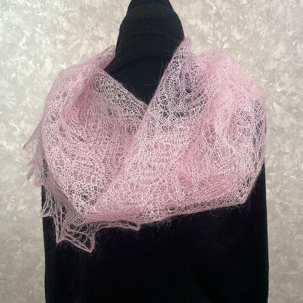 Orenburg lace scarf - Slavic hand knitted headscarf, 80 x 170 cm / 31 x 67 inch