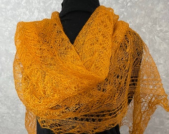 Orenburg lace scarf - Slavic goat down shawl, 30 x 67 inch / 75 x 170 cm