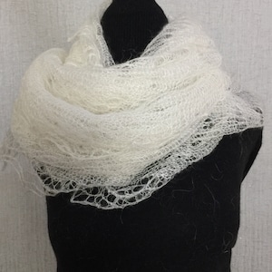 Slavic Orenburg antique scarf for women - Prayer lace shawl, 66.9 x 31.9 inch / 170 x 81 cm