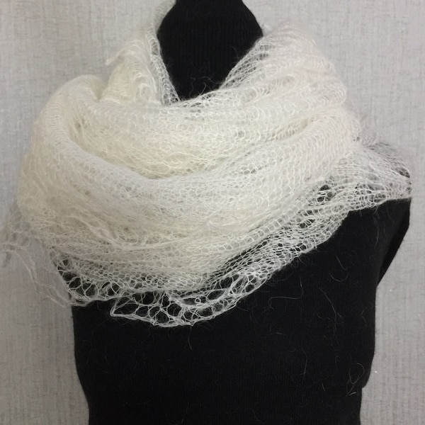 Slavic Orenburg antique scarf for women - Prayer lace shawl, 66.9 x 31.9 inch / 170 x 81 cm