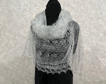 Orenburg goat down knit shawl scarf, 35 x 77 inch / 90 x 195 cm