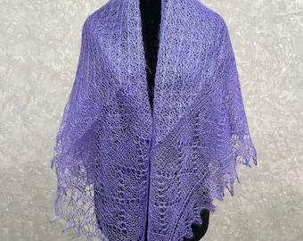Orenburg antique lace hand knitted shawl, 53 x 53 inch / 135 x 135 cm