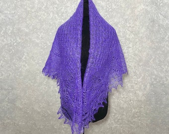 Orenburg lace shawl - Slavic square head scarf, 53 x 53 inch / 135 x 135 cm