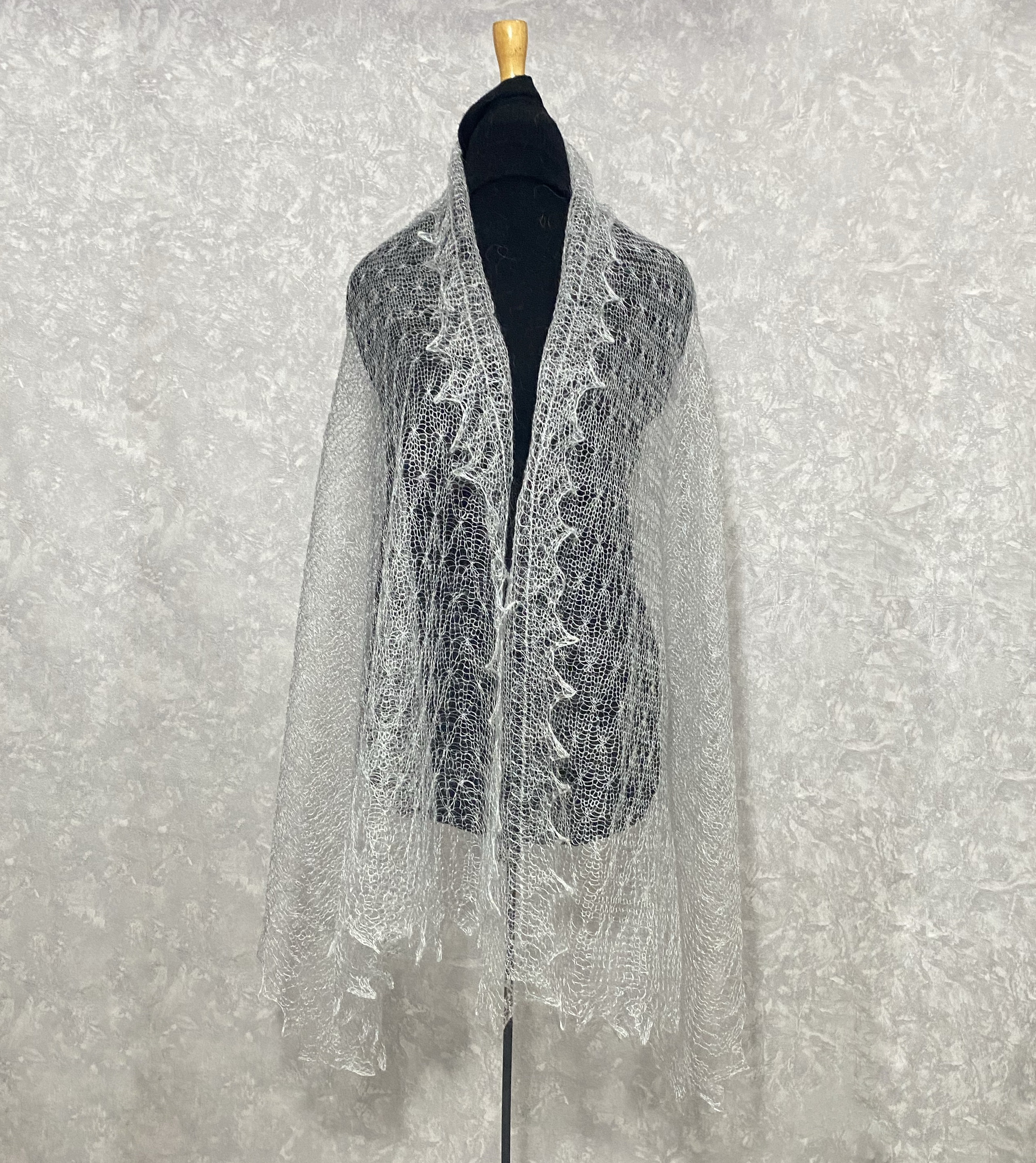 Orenburg Hand Knitted Lace Goat Down Scarf, 75 X 165 Cm / 30 X 65