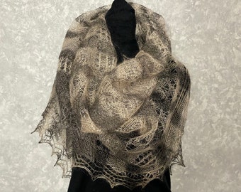 Orenburg hand knit lace scarf shawl, 31.5 x 74.8 inch / 80 x 190 cm