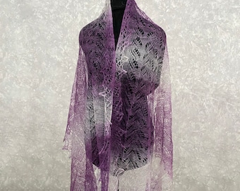 Orenburg ombre wool lace scarf shawl, 31.5 x 75 inch / 80 x 190 cm