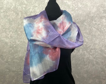 Asian raw silk tie dye scarf, 29.5 x 70.9 inch / 75 x 180 cm