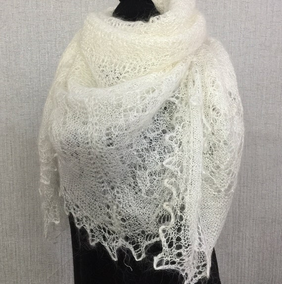 PASHMINA COLOR GRAY GREY RUSSIAN ORENBURG LACE KNITTED SHAWL SCARF 