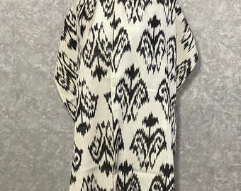 Pañuelo de cabeza ikat asiático en seda y algodón, 16,1 x 77,2 pulgadas / 41 x 196 cm