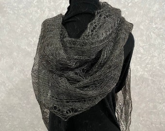 Orenburg lace shawl - Slavic wool head scarf, 30 x 69 inch / 75 x 175 cm