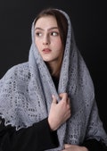 Hand Knit Orenburg Wool Shawl Wrap: Gray Lace Scarf (125 cm / 49.2 inch ) product logo