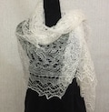 Slavic antique lace bridal cover up - Orenburg crochet scarf for women - Winter wedding shawl, 66.9 x 29.5 inch / 170 x 75 cm product logo