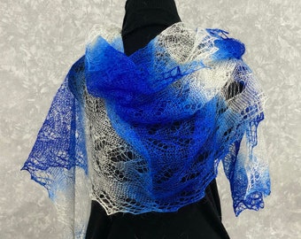 Orenburg antique lace gradient head scarf shawl, 31.5 x 74.8 inch / 80 x 190 cm