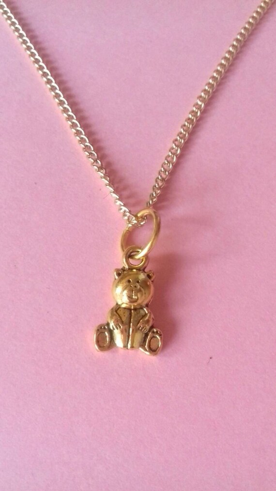 Teddy Bear Necklace Gold Charm - Gold Teddy Bear Charm Pendant Teddy Bear Necklace Gold Charm - Gold Teddy Bear Charm Pendant
