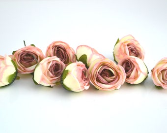 Flower crown Flower head Small Ranunculus in Red and Burgundy Silk artificial flowers Crafting flowers Fake flowers