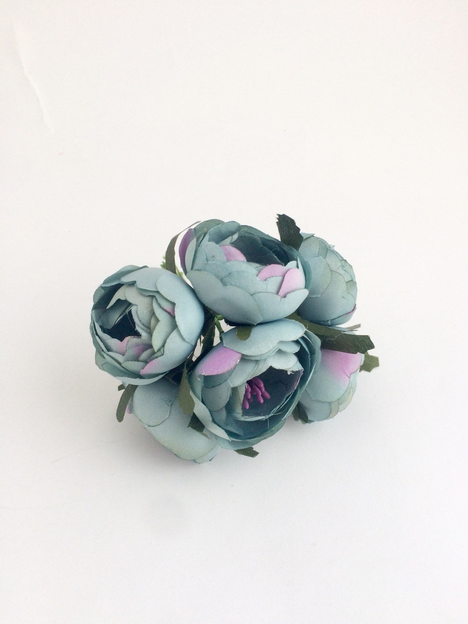 Dusty Blue Artificial Flowers 6 Pieces Fake Flowers Faux Etsy