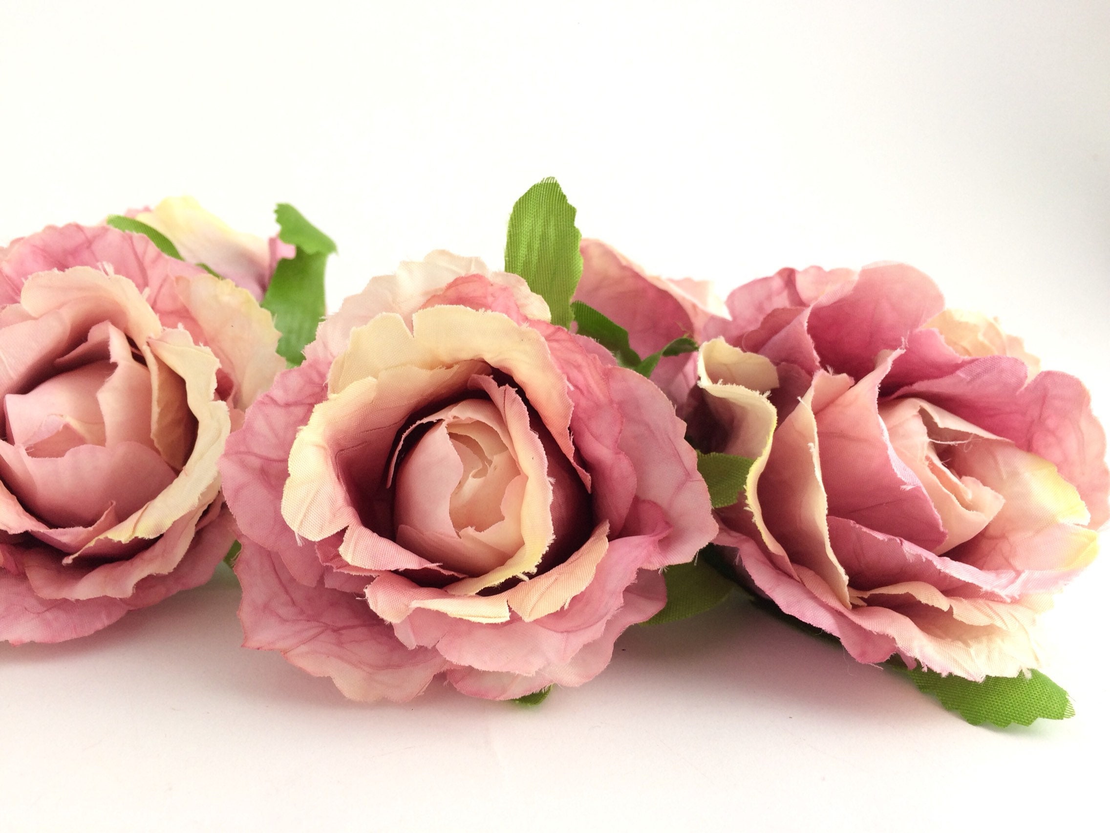 5 Pcs Artificial Rose Heads Silk Flowers Champagne Purple Etsy