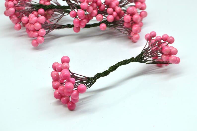 Artificial berries Pink berry Berry on wire Craft floral Etsy