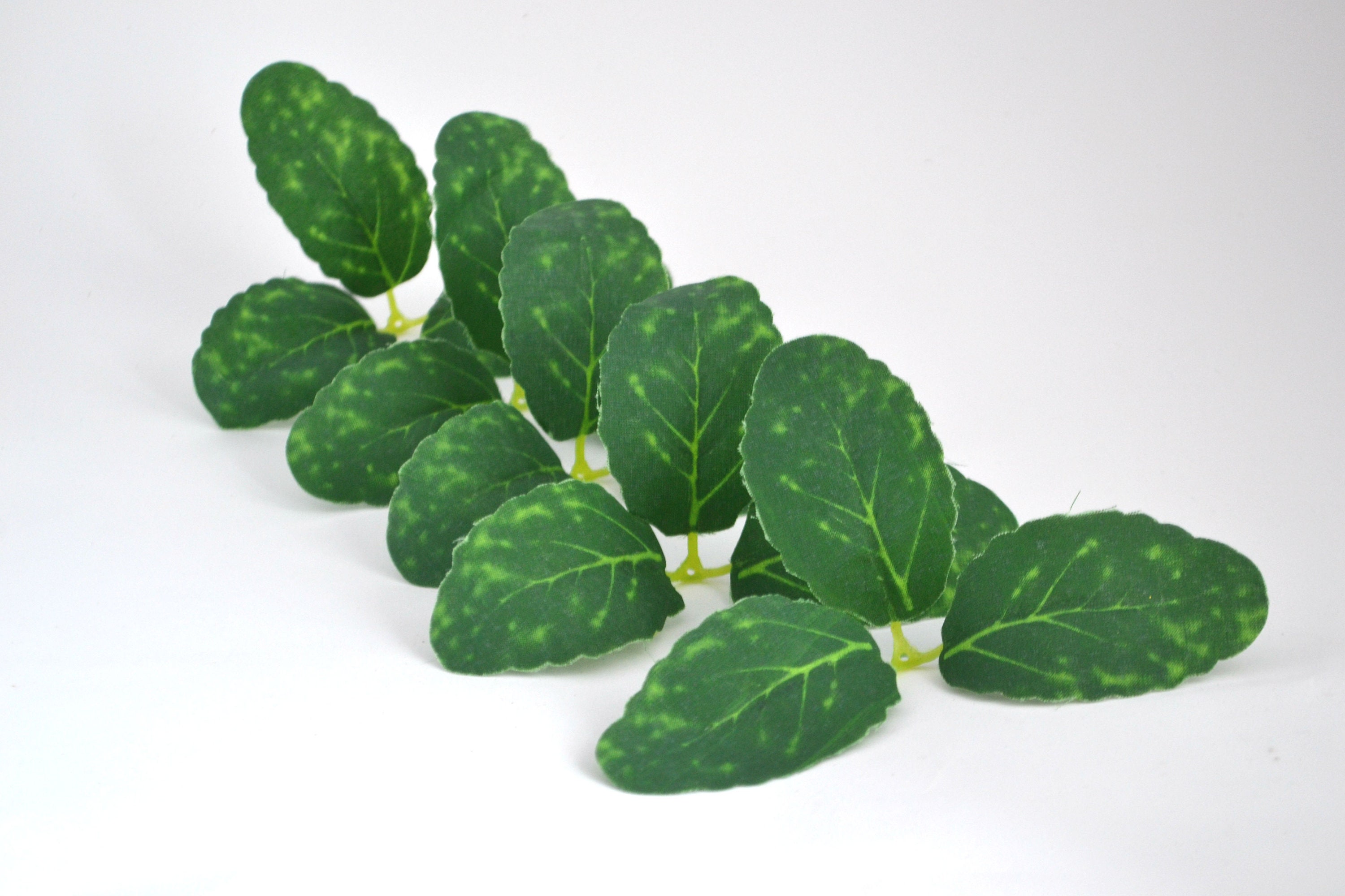 5 Pcs Triple Artificial Leaves Faux Green Leaves Fake Etsy