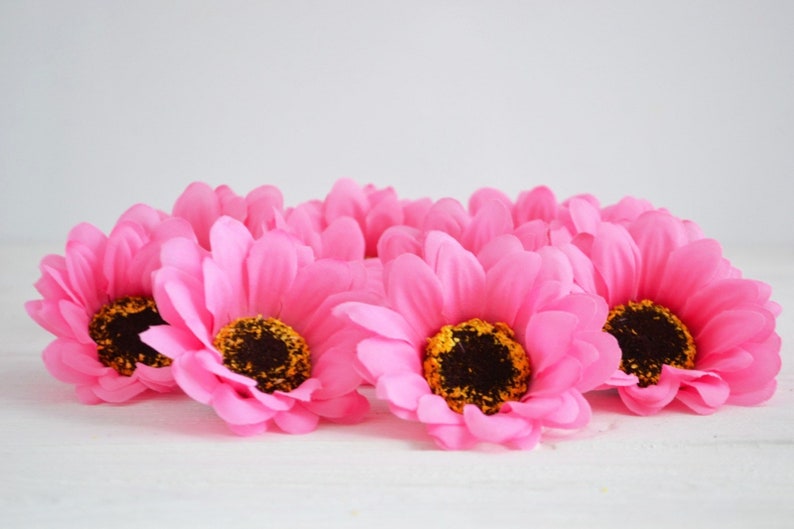 10 Pieces Pink Silk Sunflowers Artificial Sunflower Fake Etsy