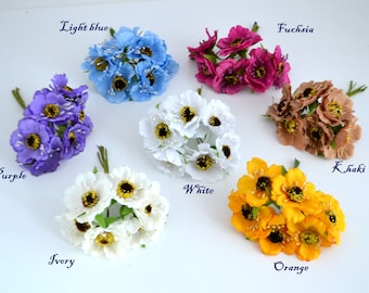 Mini bouquet de coquelicots en soie, composition florale artificielle (2,1 pouces)