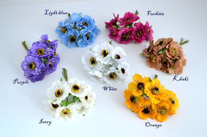 Small Poppy flowers Artificial poppy Fake poppy Mini bouquet Etsy