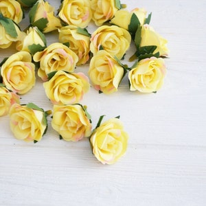 25 Yellow mini artificial roses Fake rose Silk flowers Small | Etsy