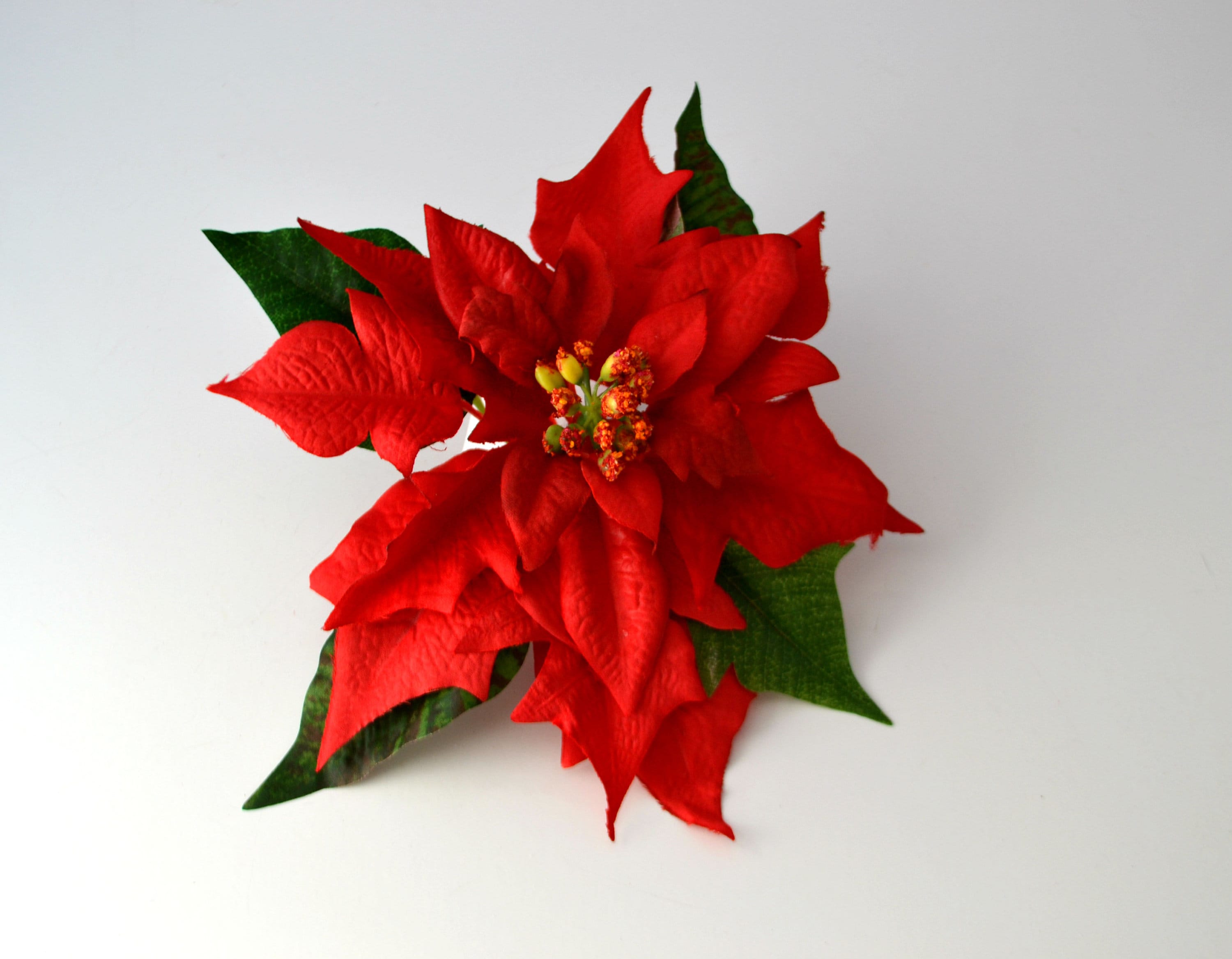 Poinsettia 5.9''/15 cm Christmas Flowers Holiday Decor Etsy