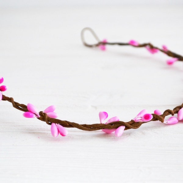 Flower crown base Pink twig stamens Flower girl crown making DIY Floral crown kit Headband supply Wedding diy