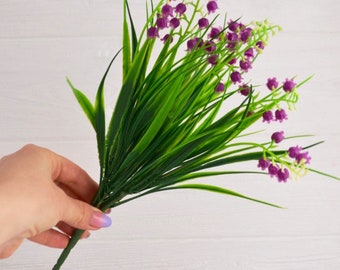 1 piece Artificial bouquet Lilly of the valley Purple flowers 11.8''/30 cm high Spring flowers