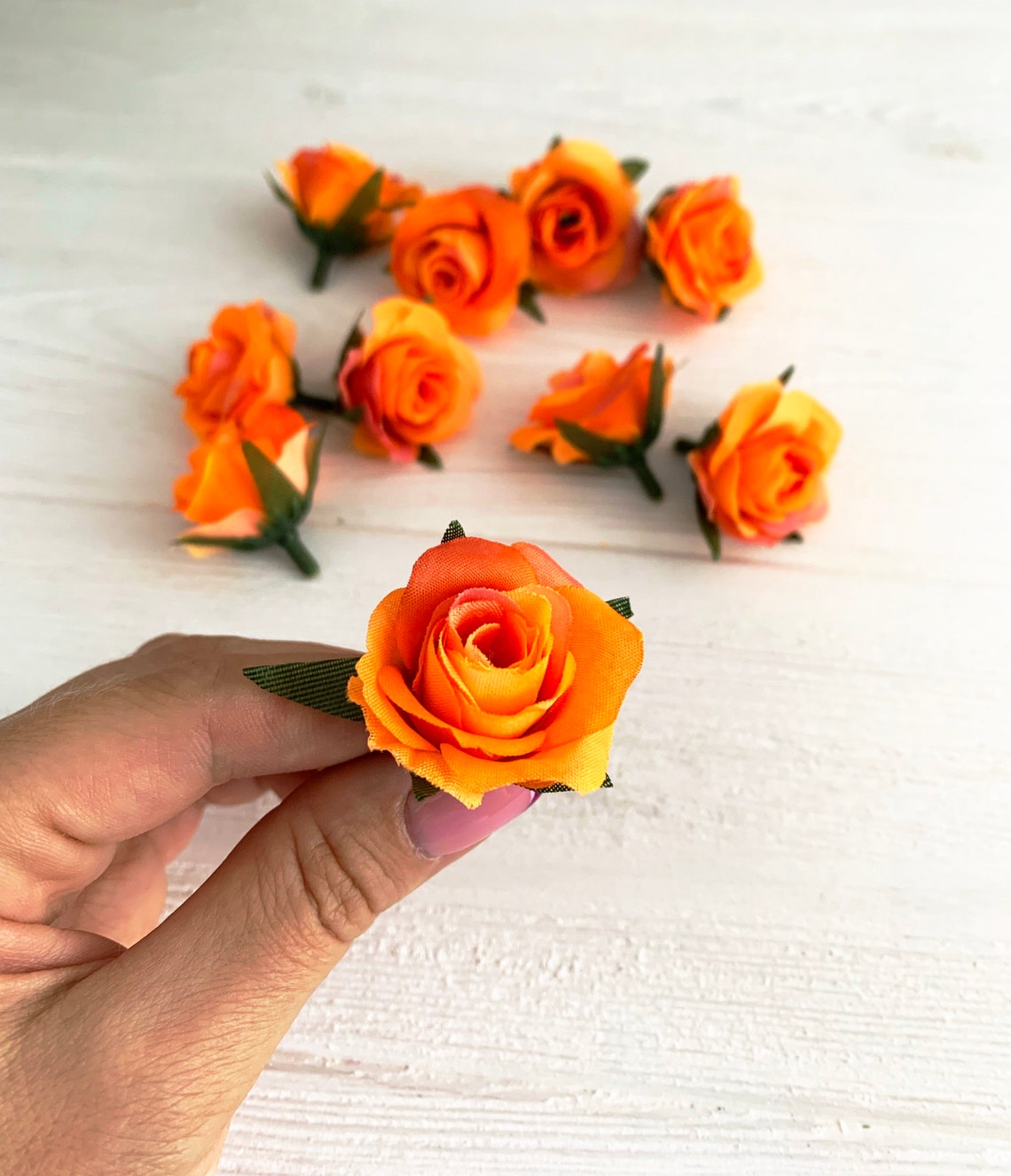 10 pieces Mini silk roses Artificial roses Orange flowers Etsy
