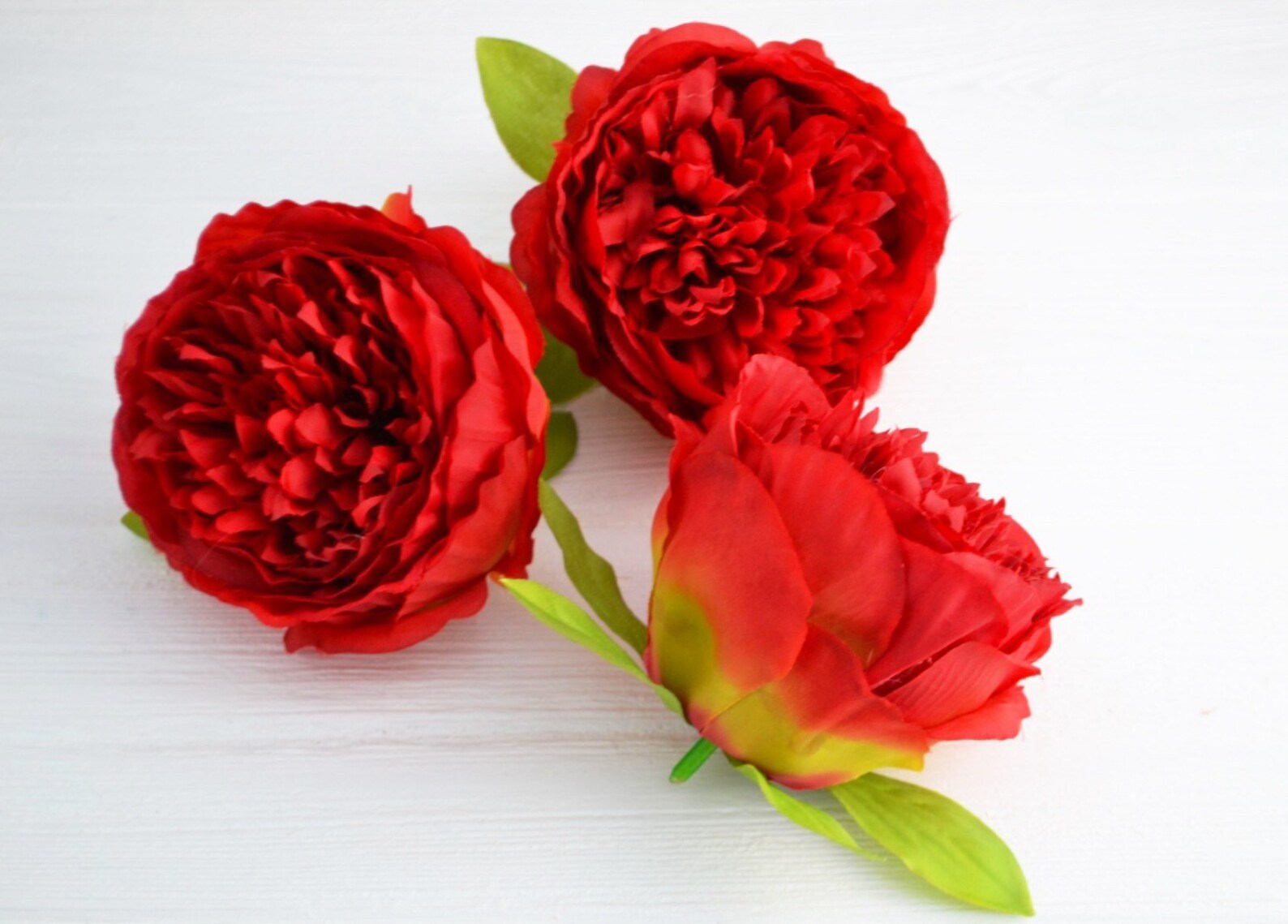 3 Pieces Red Artificial Peony Fake Peonies 3.5''/ 9 Cm Etsy