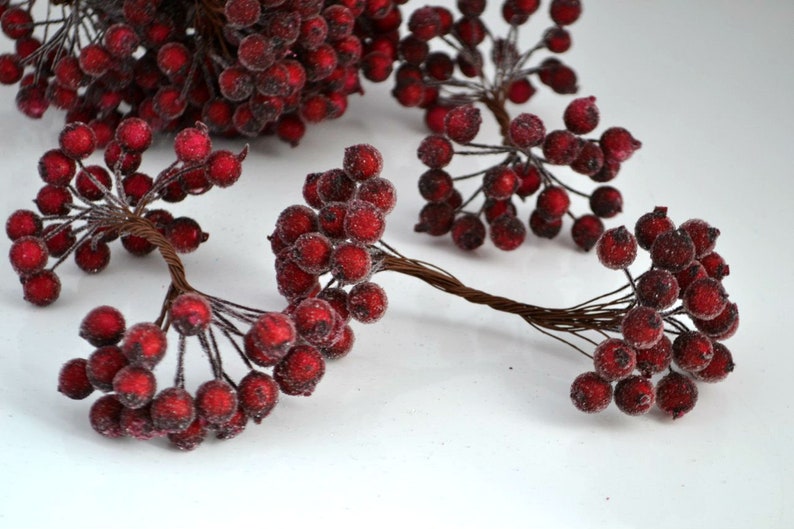 Burgundy berry Artificial fruit Berry on wire Maroon wedding Etsy