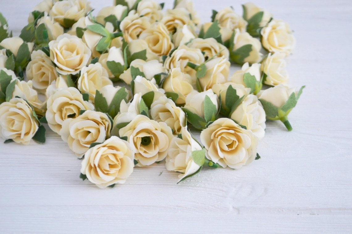 18 Ivory mini artificial roses Fake rose Silk flowers Small Etsy