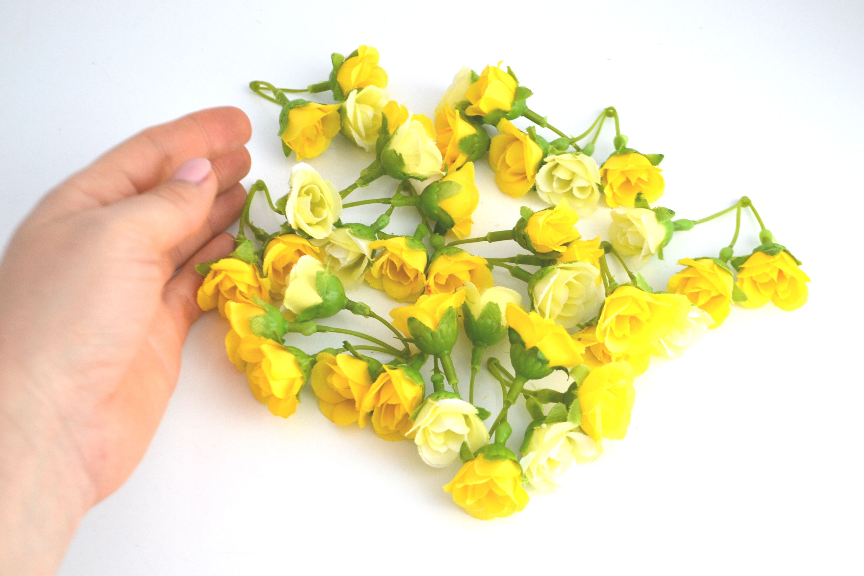 Yellow artificial roses 39 pieces Small flowers Fake rose Etsy