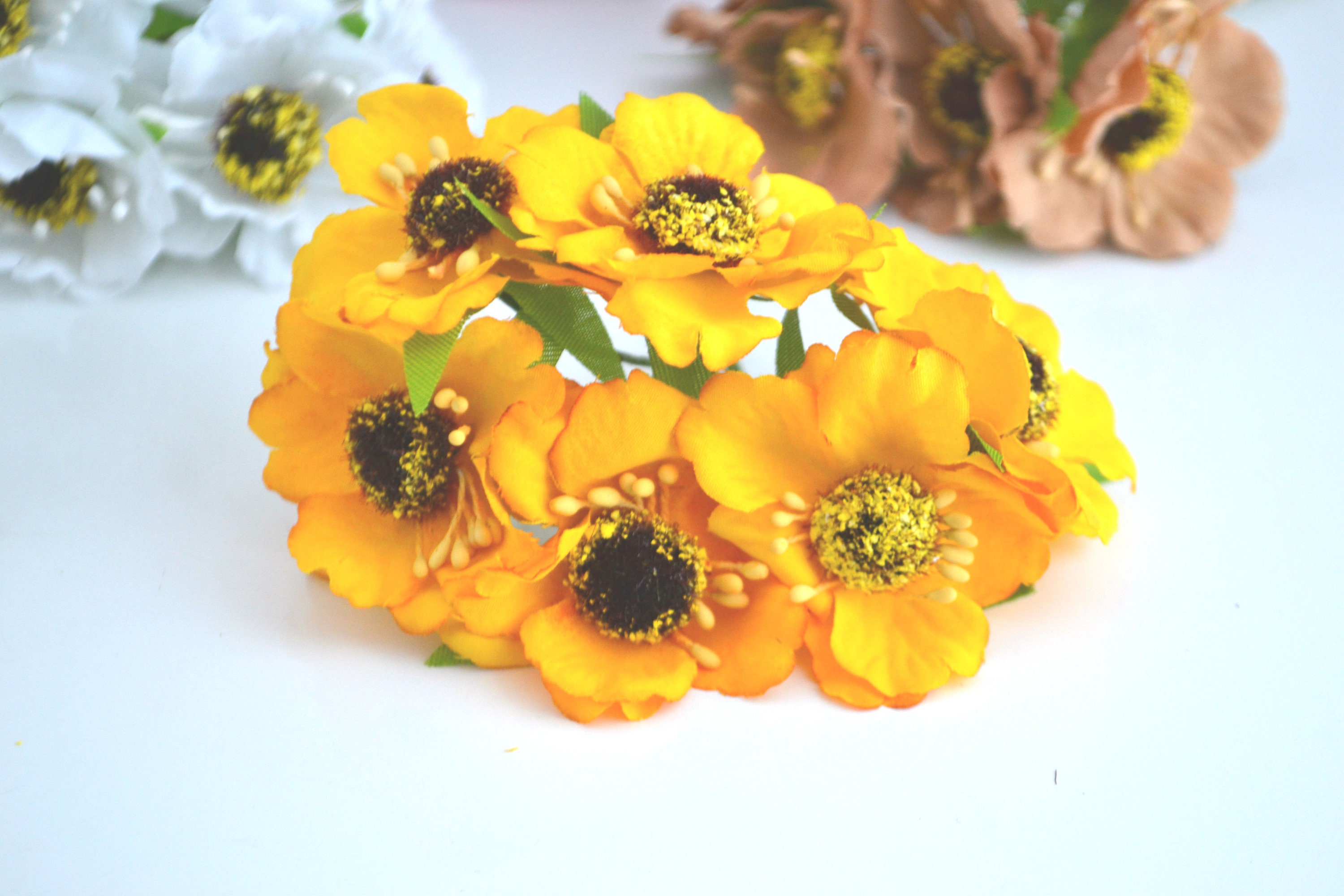 Small Poppy flowers Artificial poppy Fake poppy Mini bouquet Etsy