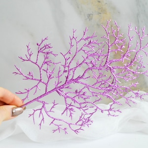 Lilac Christmas glittered stems Glitter pick Artificial greenery Centerpieces Wreath Embellishment Supplies Christmas Floral