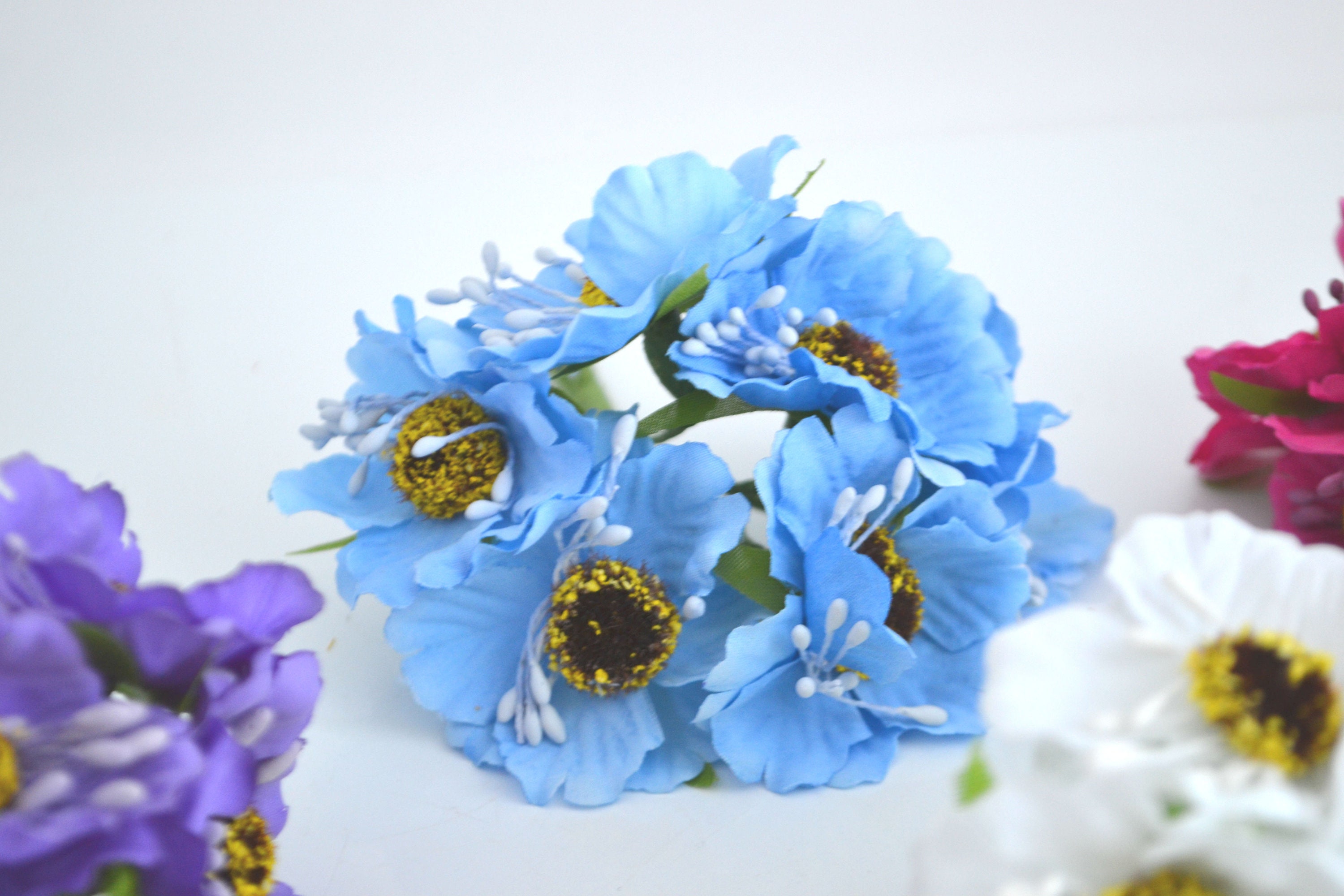 Small Poppy flowers Artificial poppy Fake poppy Mini bouquet Etsy