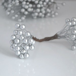 Silver Artificial Berries on Wire: Crafting Berry Decor