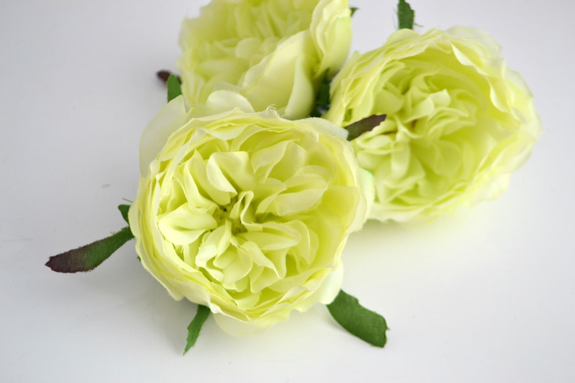 3 Pcs Silk Artificial Rose Light Green Flowers Faux Rose Fake Etsy