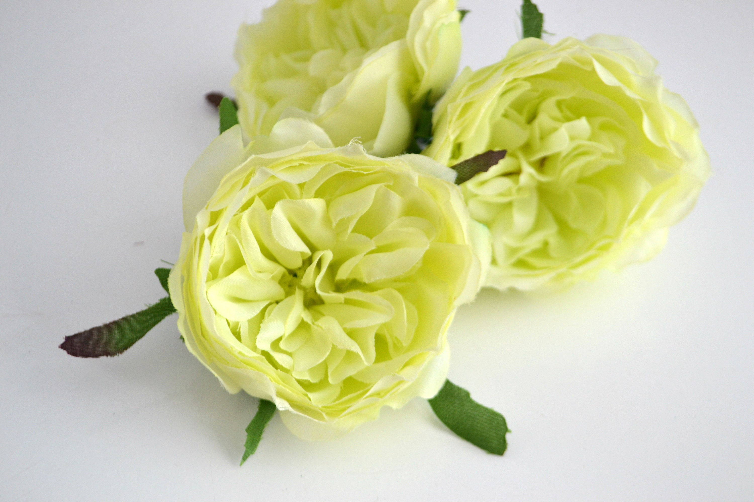3 pcs Silk artificial rose Light Green flowers Faux rose Fake Etsy