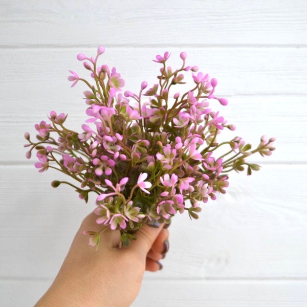 25 sprigs Pink tiny artificial flowers Small filler Fake flowers Floral filler Faux flowers Wedding Mini flowers