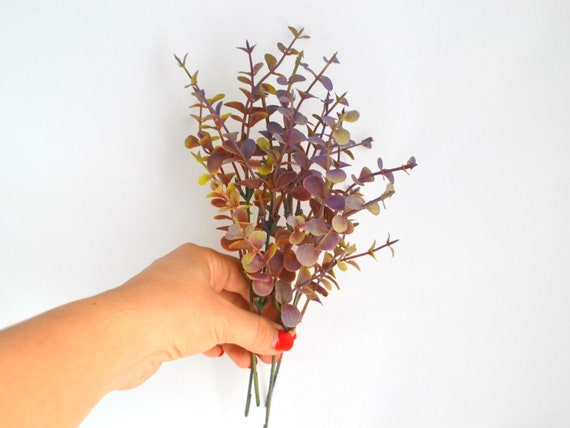 4 Stems Artificial Eucalyptus Purple Plants Eucalyptus Stem Faux Eucalyptus  Fake Eucalyptus Fake Greenery 