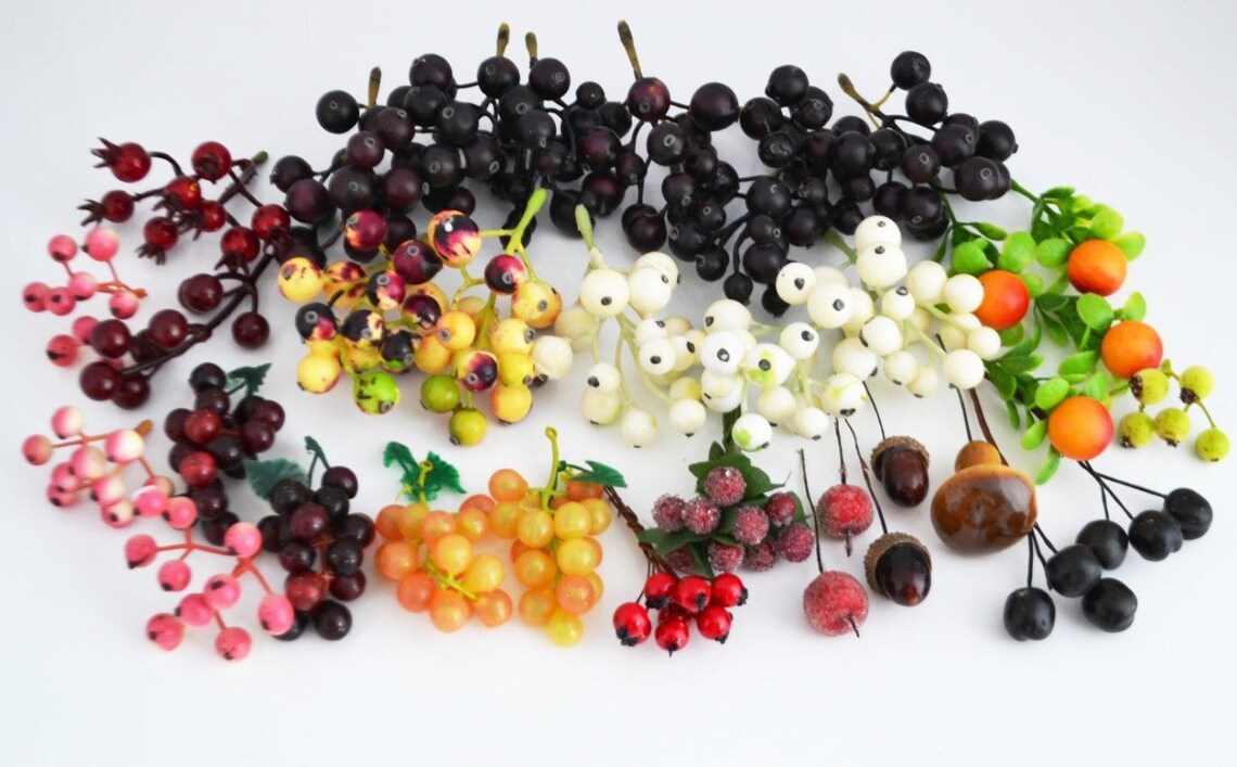 35 pieces Artificial berries Mix berry Berries decor Craft Etsy
