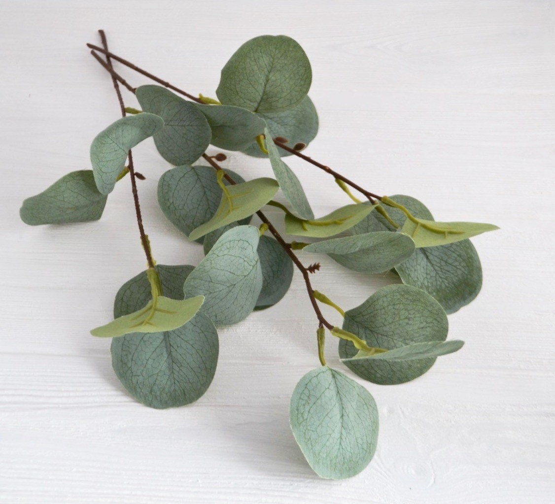 3 Branches Artificial Eucalyptus Faux eucalyptus Fake greenery Etsy
