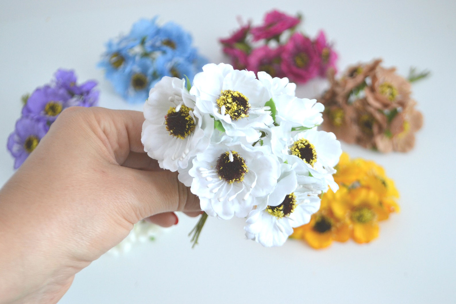 Small Poppy flowers Artificial poppy Fake poppy Mini bouquet Etsy