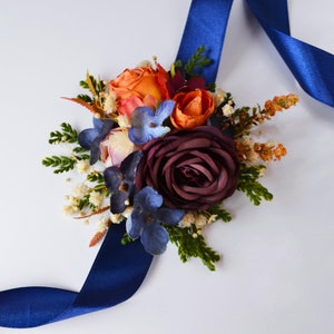 Burgundy rust navy blue flower accessories Flower corsage Floral Accessories Boho wedding flowers Groomsmen buttonhole Groom image 9